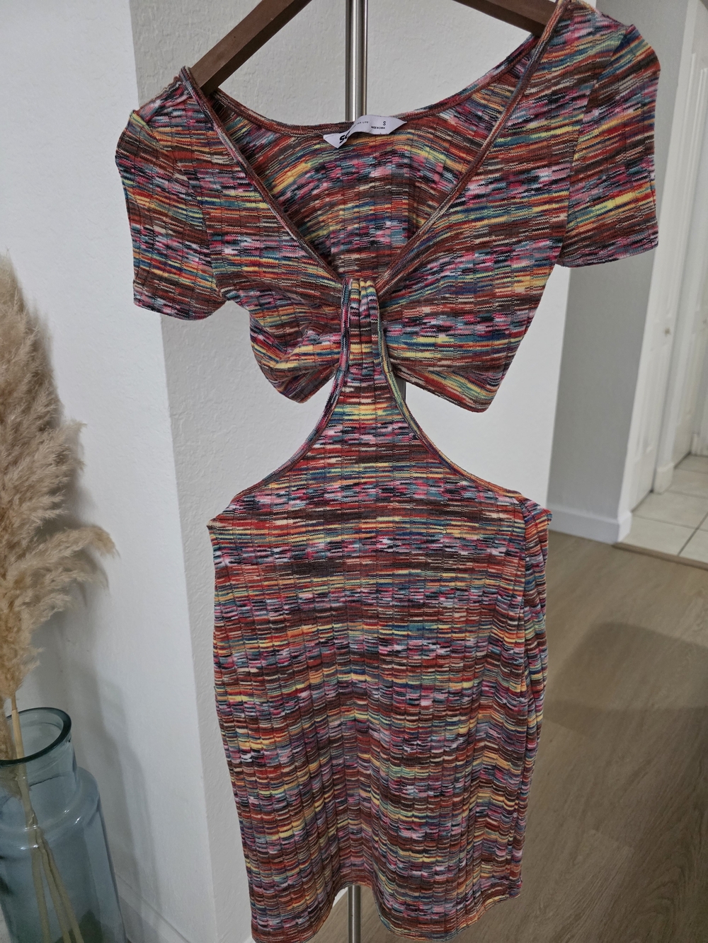 Multicolor Striped Cutout Mini Dress